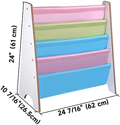 Yescom Wood Kids Book Shelf Sling Storage Rack Organizer Bookcase Display