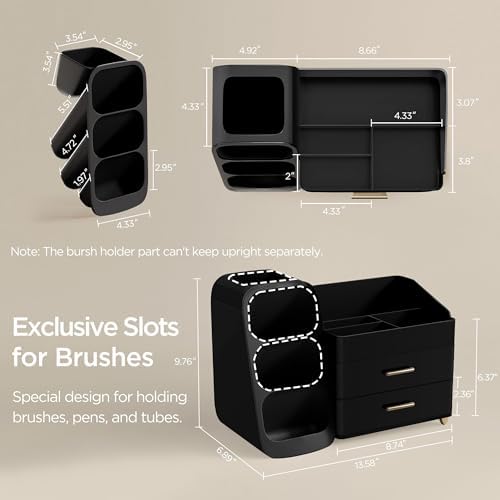 HBlife Cologne Organizer for Men Makeup Organizer with Brush Holder for Vanity, Large Plastic Bathroom Countertop Organi