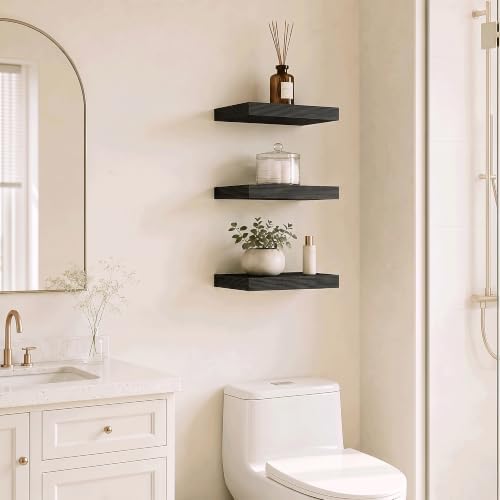 Square Floating Shelves for Wall, Small Corner Shelves, 8"W x 8"D, Set of 3