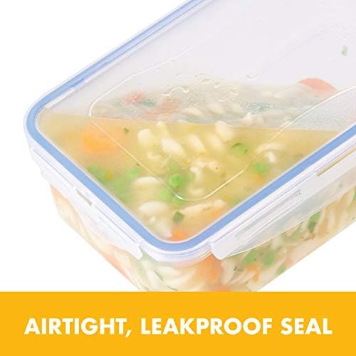 LOCK & LOCK LocknLock Easy Essentials Airtight Rectangular Tall Food Storage Container 7.61 Cup, 4 Piece, Clear