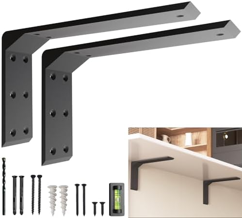 Countertop Brackets 20 – 24 Inch Heavy Duty L Bracket – 19.5"x2.5"x11" (5/16" Thick / 8mm) Black Mantel Brackets & Corbe