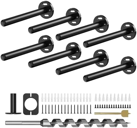 8pcs Wall Shelf Brackets Heavy Duty Floating Shelf Bracket Hidden,Invisible Black Shelving Brackets Decorative Floating 
