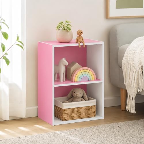 2-Tier Bookcase, Cube Bookshelf, Book Shelf, Cube Storage Organizer with Open Shelves, 9 x 16 x 21, for Living Room, Hom