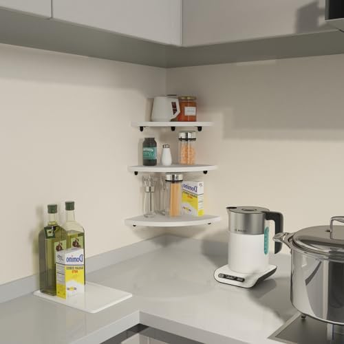 HORLIMER 6 Pack Floating Corner Shelf Wall Mount for Bedroom(White)
