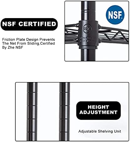 Storage Shelves, 5 Tier Metal Shelf Adjustable Height NSF Certification Shelving 36 "L x 14 "W x 72 "H Tool Shelf 1250Lb