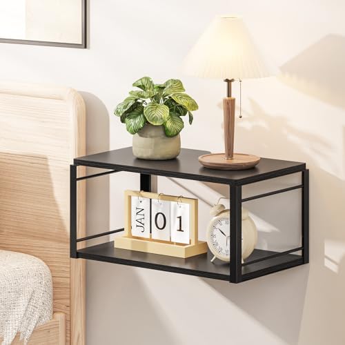Floating Nightstand, Wood Bedside Shelf Wall Mounted Nightstand, Floating Bedside Table for Bedroom, Living Room, Bathro