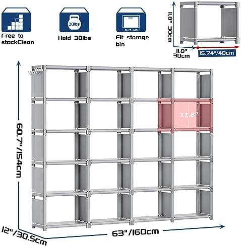 Mavivegue 20 Cube Storage Organizer Bookshelf, Grey