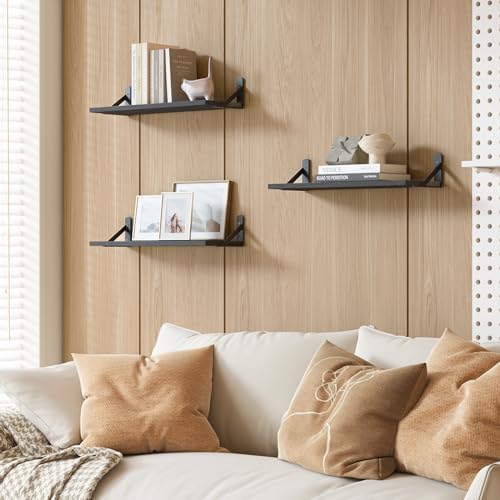 YGEOMER 16.5in Floating Shelves for Wall Home Decor, Black Set of 6