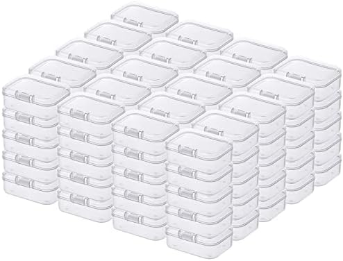 LJY 100 Clear Rectangular Plastic Boxes, 55 x 40 x 20 mm for Jewelry
