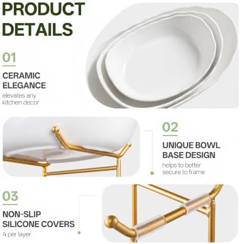 HBlife 2 Tier Large Fruit Bowl, Ceramic Fruit Basket for Kitchen Counter
