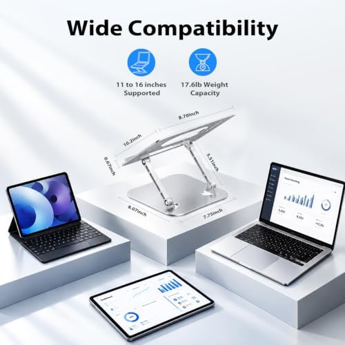 Orlian Adjustable Aluminum Laptop Stand for Desk, Laptop Riser for 11-16"
