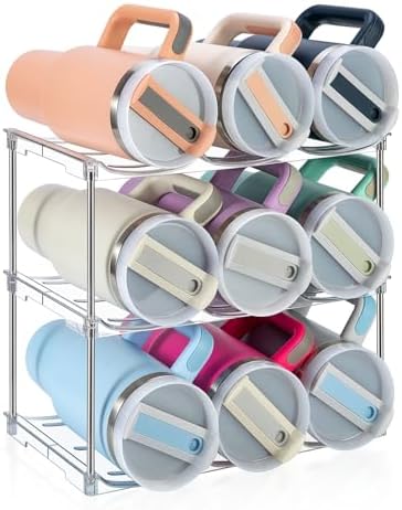 Sbosbo Water Bottle Organizer for Stanley 40 oz Tumbler, Stackable Tumbler Storage, 3 Pack Water Bottle Organizer for Ca