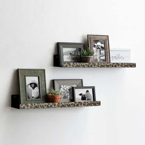 Nail Polish Wall Shelf -15 Inch Acrylic Black with Bling Leopard Print Sparkling Crystal Rhinestone, Essential Oil Organ