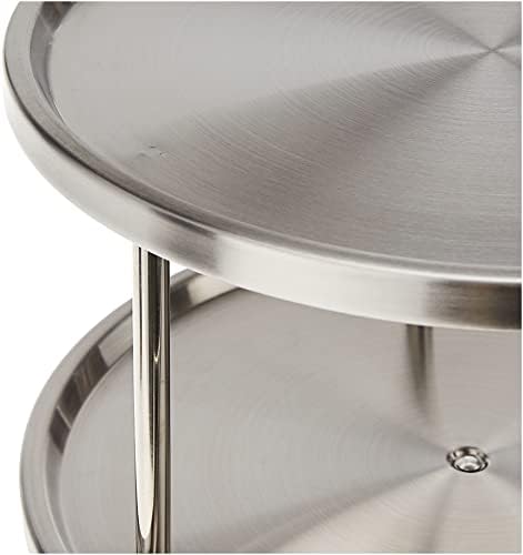 Estilo Stainless Steel 2-Tier Spice Rack Lazy Susan Organizer | 360-Degree Racks for Inside Cabinets | Rotating/Spinning
