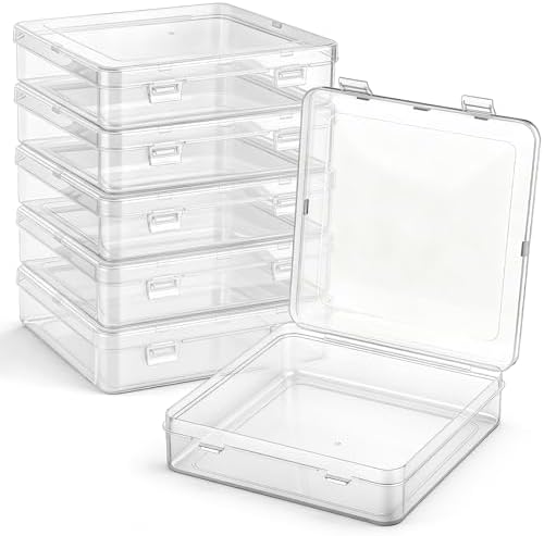 Jetec 6 Pieces Small Clear Plastic Storage Box, 5.9 x 5.9 x 1.5 Inch