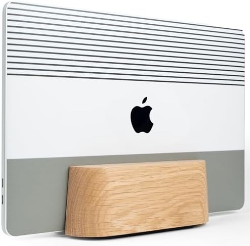 COREMINDED Adjustable Vertical Laptop Stand for Desk, Wooden Laptop Holder, MacBook Pro Stand, Wood Mac Air Dock (Solid 