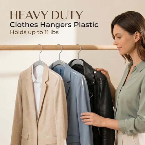 SMARTOR Plastic Hangers 100 Pack - Thin Hangers for Space Saving - Gray