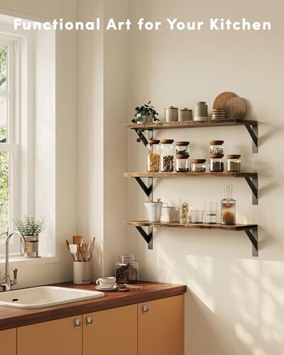 Floating Shelves for Wall, Wall Mount Book Shelf, Hanging Shelves, Wall Bookshelf for Bedroom, Office, Living Room (Rust