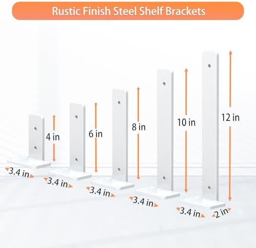 White Heavy Duty Iron Shelf Brackets,6 inch,Floating Brackets Upgraded, Heavy Duty Iron Shelf Brackets, Industrial Moder
