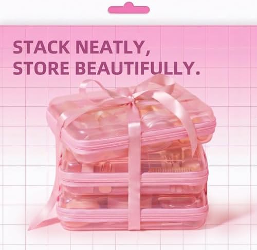 CoiiJoii 6Pcs Large Clear Hard Shell Zippered Case, Diaper Bag Organizing Pouches, Waterproof Cosmetic Bag, Toiletry Bag