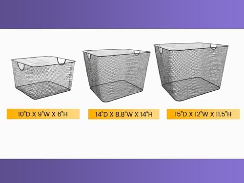 YBM HOME Kitchen Pantry Organizer Wire Baskets for Shelves, Cabinets, Pantry, Countertop, Mesh Open Storage Bin Metal Ba