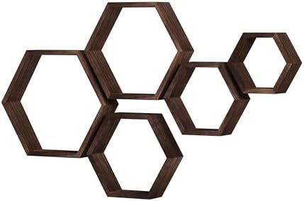 WONFUlity Hexagon Floating Shelves, Hexagonal Shelf Wall Mounted Storage