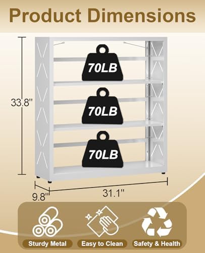 3-Tier Metal Bookshelf, Small Bookcase with Adjustable Shelves