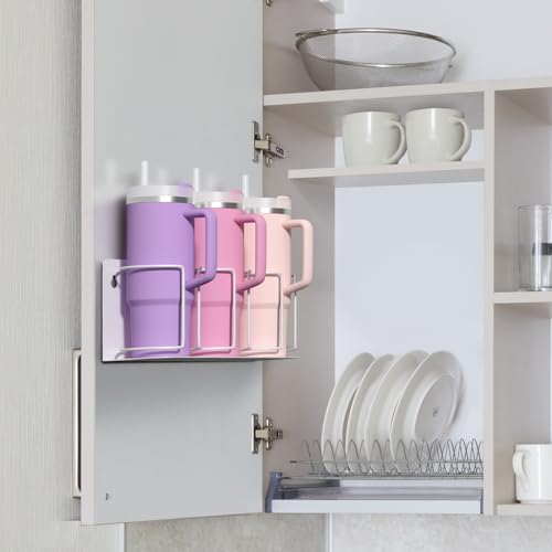 Sorbus Magnetic Cup Holder for Fridge, 3-Cup Organizer (White, 2 Pack)