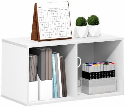 Furinno LUDER Book Shelf, 2-Cube Bookshelf, Bookcase, White