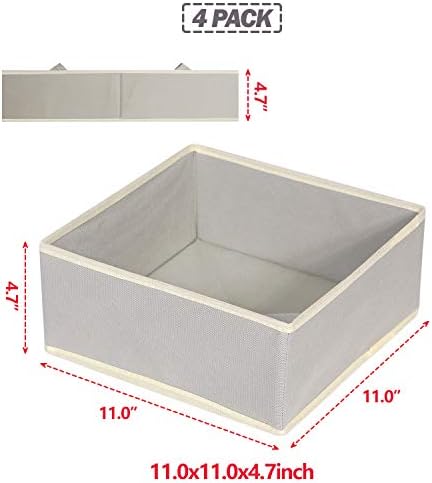 DIOMMELL Foldable Cloth Storage Box Closet Dresser Drawer Organizer Fabric Baskets Bins Containers Divider for Clothes Underwear Bras Socks Clothing,Set of 4 Grey 400
