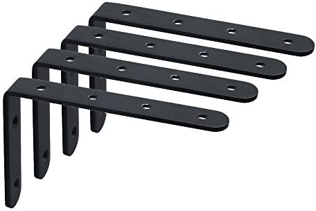 Alise 4mm Thick L Bracket for Shelves,6x4 Inch Shelf Brackets Black,4 Pcs