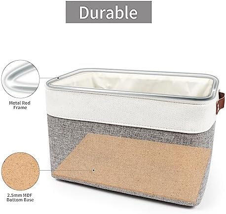 Bagnizer Storage Bins Large Fabric Storage Baskets for Shelves 3 Pack, Decorative Linen Closet Baskets with Handles for 