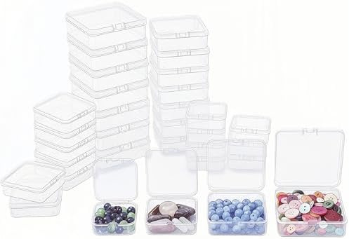LJY 32 Clear Square Plastic Boxes, 4 Sizes for Hardware