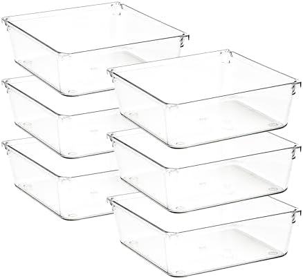 6 Pack Drawer Organizers, 6"X 6" Clear Acrylic Storage Bins