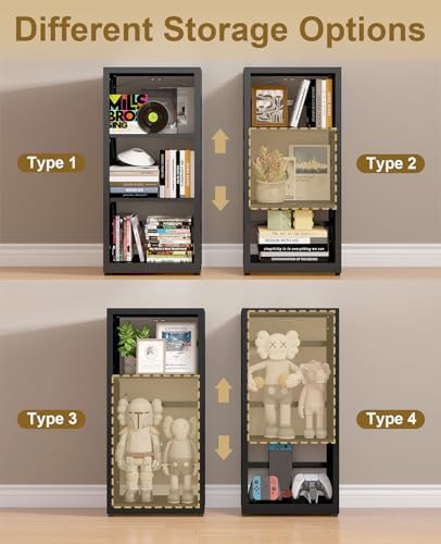 3-Tier Metal Bookshelf, Small Bookcase with Adjustable Shelves