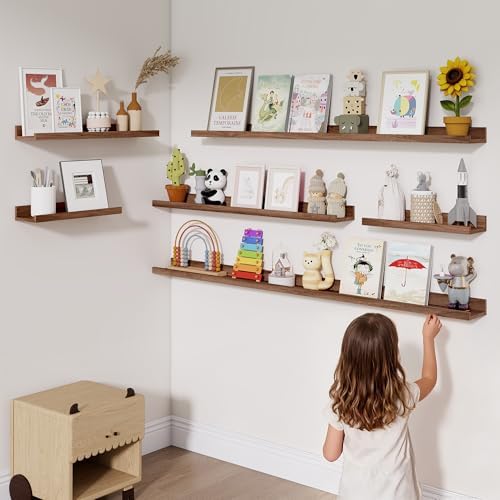 Heimlove Picture Ledge Shelf,48 inch Long Floating Shelves for Wall Set of 2,Picture Shelf with Lip for Wall Decor,Livin