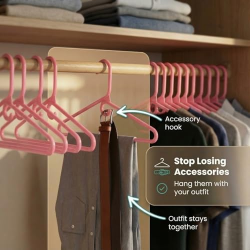 DEILSY™ Heavy Duty Plastic Hangers 10 Pack Thick Pink Heavy Duty Hangers