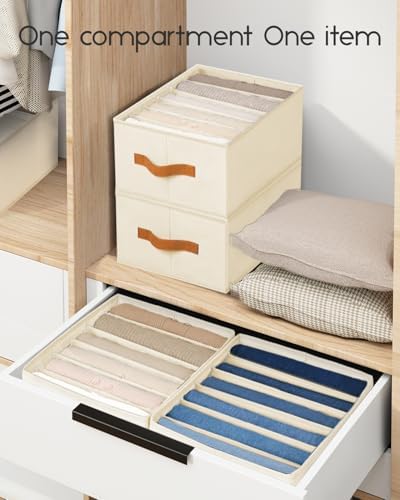 Homsorout Closet Organizers and Storage - Fabric Clothes Organizer with Handles, Foldable Jeans Organizer for Clothes, D