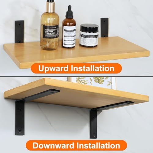 Alise 4Pcs Black Heavy-Duty L-Shaped Floating Shelf Wall Brackets