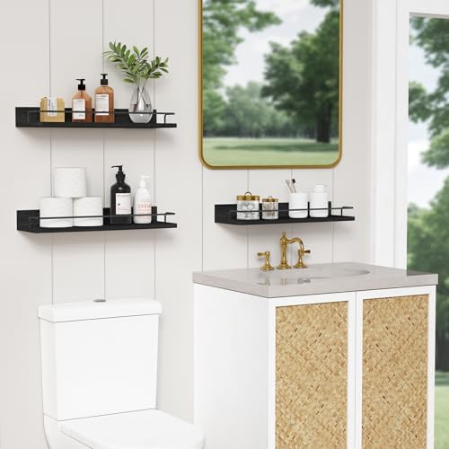 Black Floating Shelves for Wall, Bahtroom Wall Shelves Over Toilet