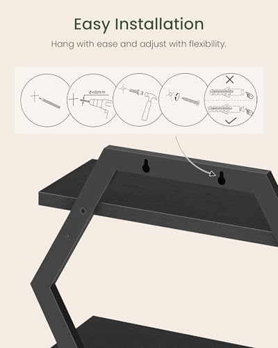 CHOEZON Hexagon Floating Shelves for Wall, Set of 2, 2 -Tier Hanging Shelves, Wall Mounted Storage Shelves, for Living R