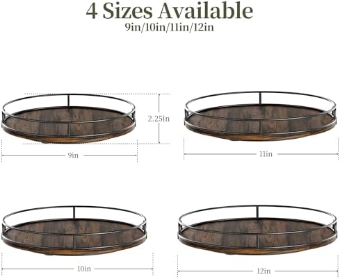 LAMU 10'' Rotating Lazy Susan Organizer, Wooden Lazy Susan Turntable