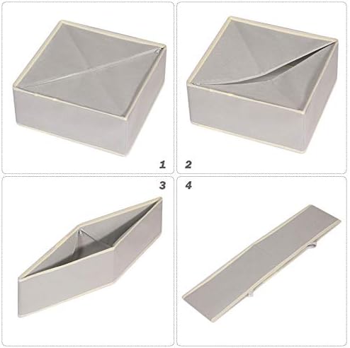 DIOMMELL Set of 6 Foldable Cloth Storage Box Closet Dresser Drawer Organizer Fabric Baskets Bins Containers Divider for Clothes Underwear Bras Socks Lingerie Clothing, Grey 22-2000