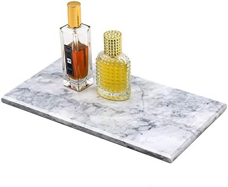 Rectangular Marble Vanity Tray for Counter, Bathroom, Dresser, Nightstand or Desk, 11-5/8" x 6-1/4"