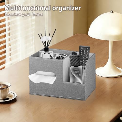 PU Leather Square Tissue Box Cover with Storage Tray,Cube Tissue Box Holder