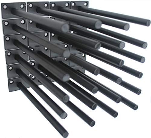 24 Pcs 8" Black Solid Steel Floating Shelf Bracket Blind Shelf Supports - Hidden Brackets for Floating Wood Shelves - Co