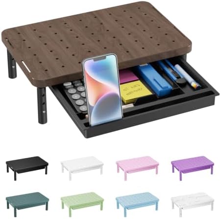 WALI Computer Monitor Stand with Storage, Monitor Riser 3 Height Adjustable