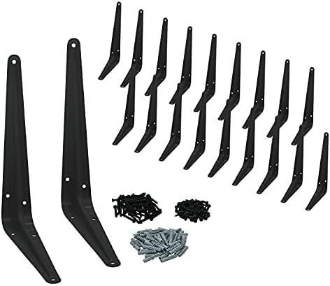 Nuk3y L Shape Heavy Duty Shelf Bracket with Screws, 20 Pack (6"" x 8"", Black)