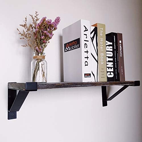 Heavy Duty Shelf Brackets 16 inch, Industrial Wall Brackets with Lip Metal Storage Brackets Outdoor/Indoor Include Screw