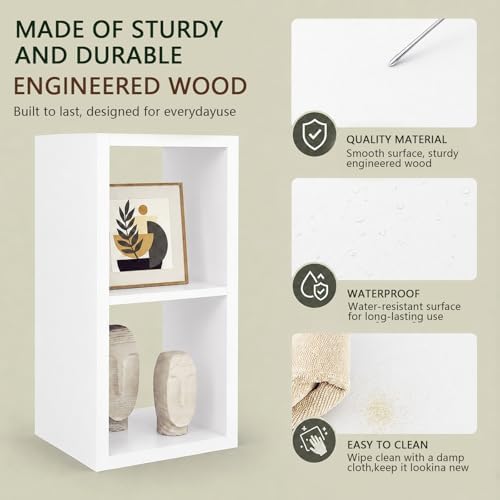CTESNE【Wooden】 2 Cube Storage Organizer Shelf with Anti-Tipping Kits, Horizontal and Vertical Dual-use Standing Open Boo